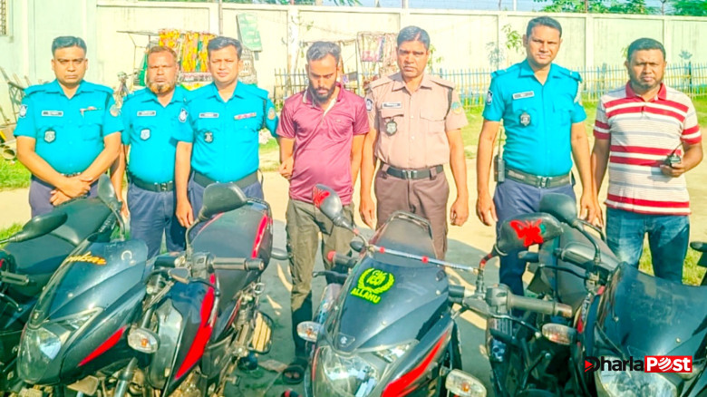 রংপুরে আন্তজেলা মোটরসাইকেল চোর চক্রের ৬ সদস্য গ্রেপ্তার, উদ্ধার ৮টি বাইক